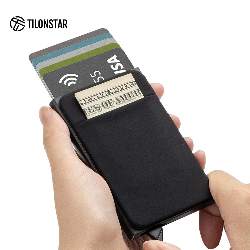 

Pop Up Metal Bank Card Case Credit Card Holder Aluminum Anti Rfid Blocking Cards Holder