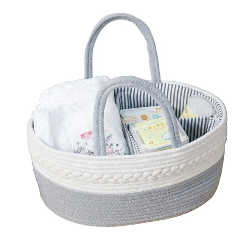 

Factory Direct Sales Comfortable Cotton Rope Washable Indoor Cotton Rope Diaper basket, Customized colors