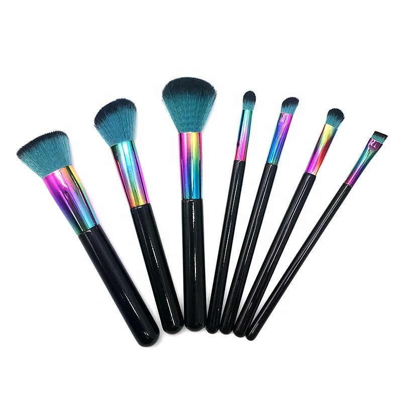 Rainbow Oval Makeup Brushes Set Kabuki Kit 7pcs 10 pcs Profession Custom Makeup Brush Set