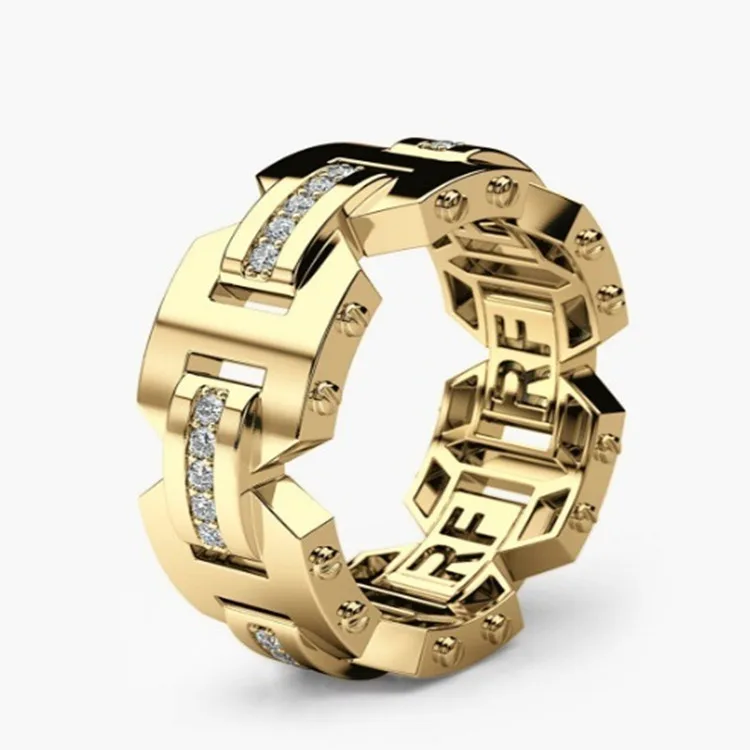 

Cool design mens cz ring punk diamond finger rings hip hop