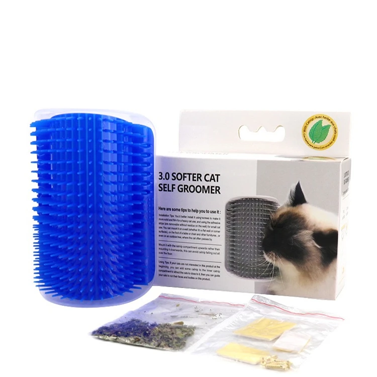 

Wholesale price pet supplies kitten Wall Corner Massage Comb Cat Toy Grooming Brush Tool Cat Self Groomer, Blue/grey/pink