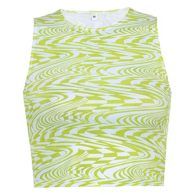 

new fashion y2k shirt water ripple print sexy casual sleeveless women vest crop top, Customized