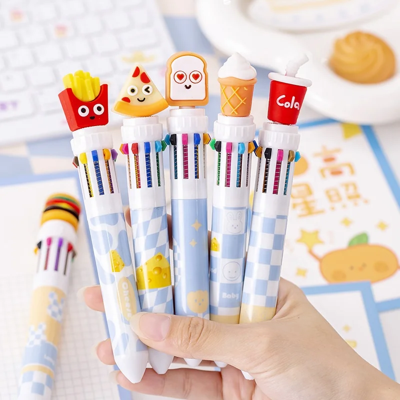 

2023 New creative cartoon fast food fries burger shape 10 color ballpoint pen