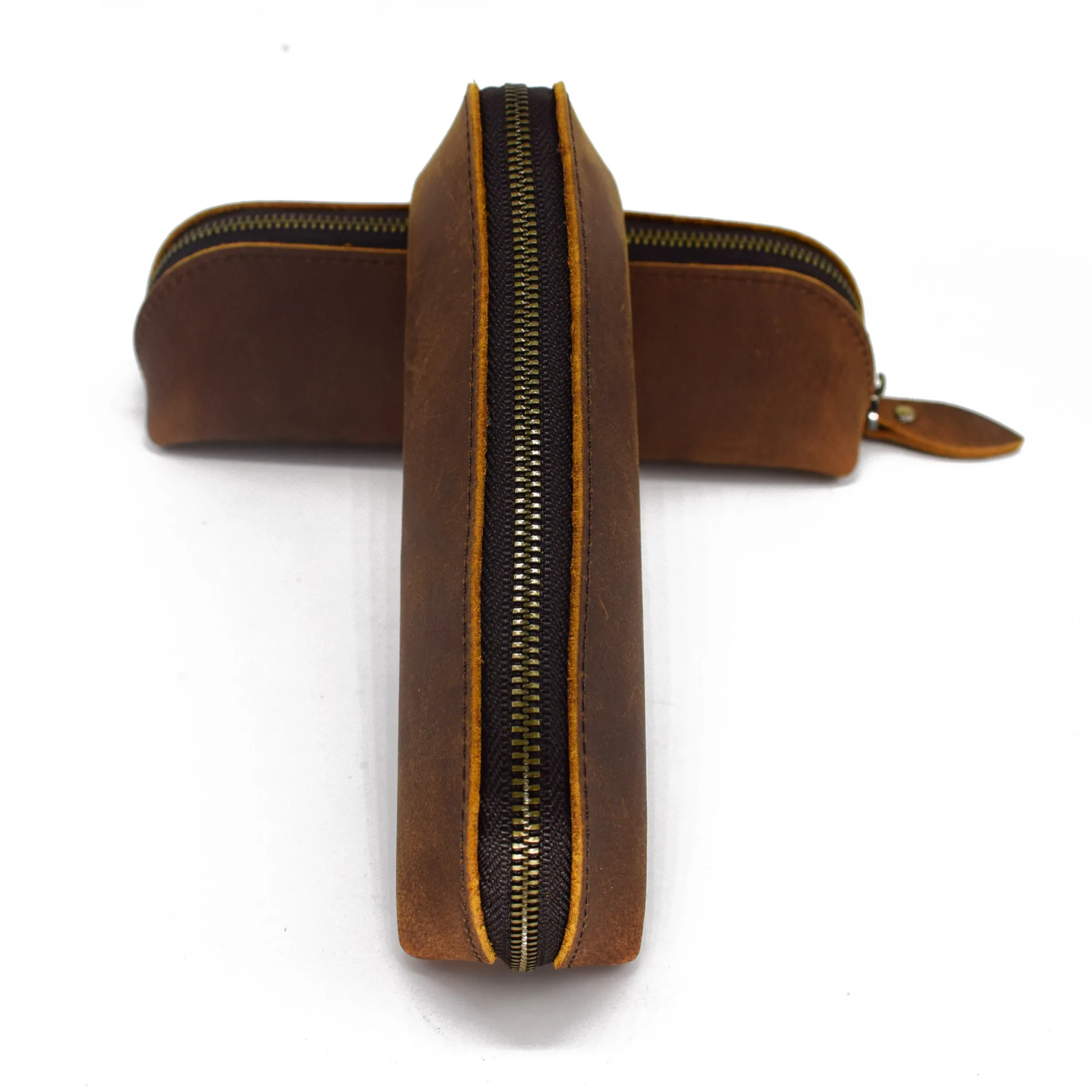 
Vintage real leather pencil pouch bag pen holder pen case 