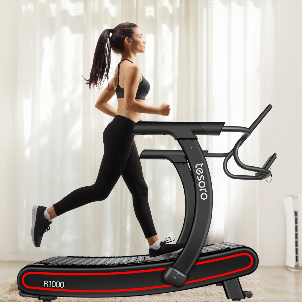 

manual curve Treadmill woodway with 50*165cm running size for sprint machine gym port cardio training wholesale