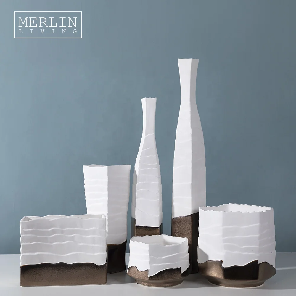 

Merlin Living luxury flower vase set white decorative modern keramik flower vase for home decor ceramic vase