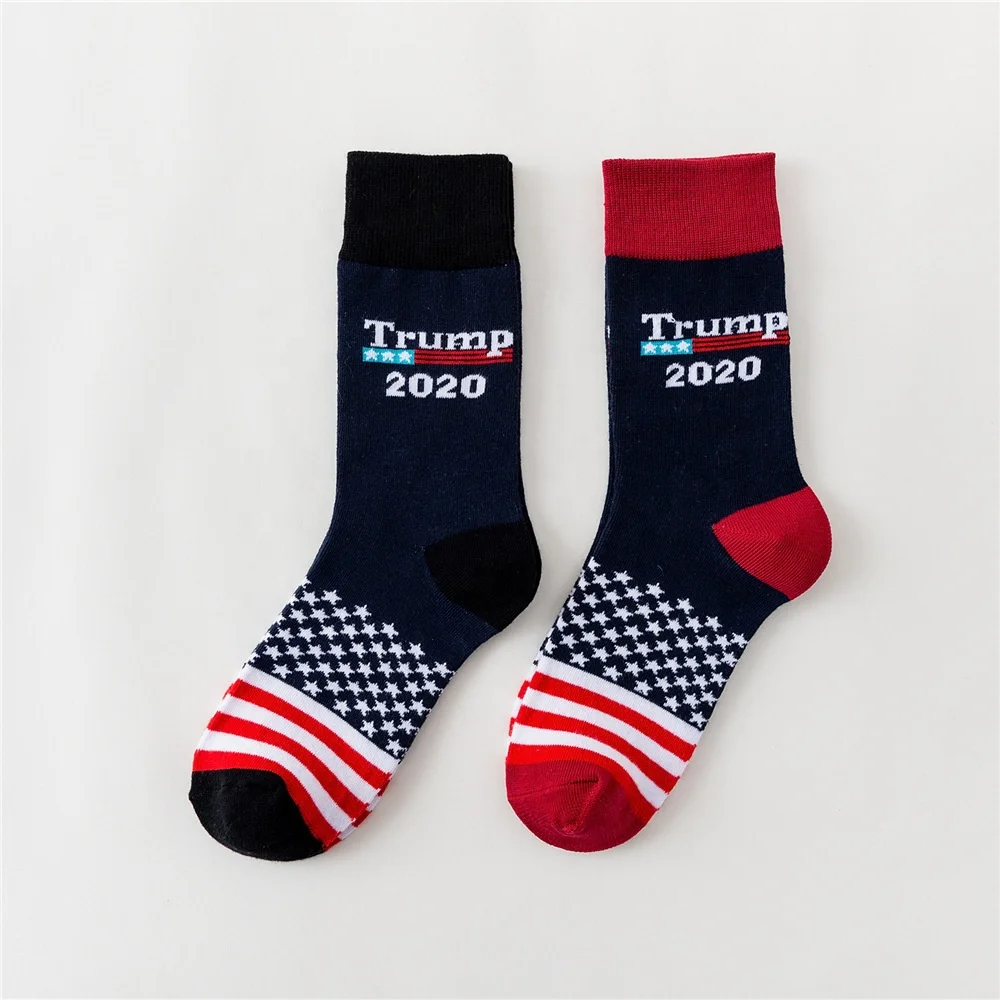 wholesale hotsale Amazon custom high quality cotton funny comic fun trump usa socks