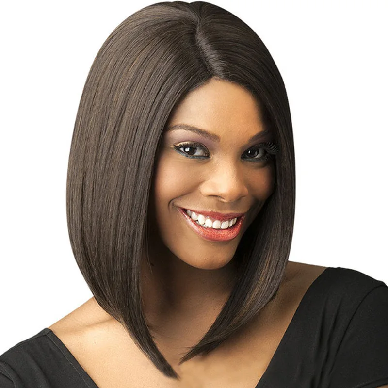 

Best Quality Women Natural Black Short Hair Wigs Straight Bobo Silky Wigs For Women, Pics