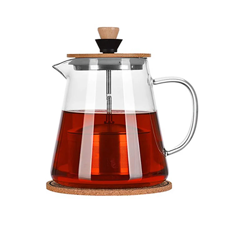750ml 950ML 1500M Modern Borosilicate Glass Tea Kettle Teapot for Brewing Loose Leaf Blooming Tea and Coffee Camping Drinkware