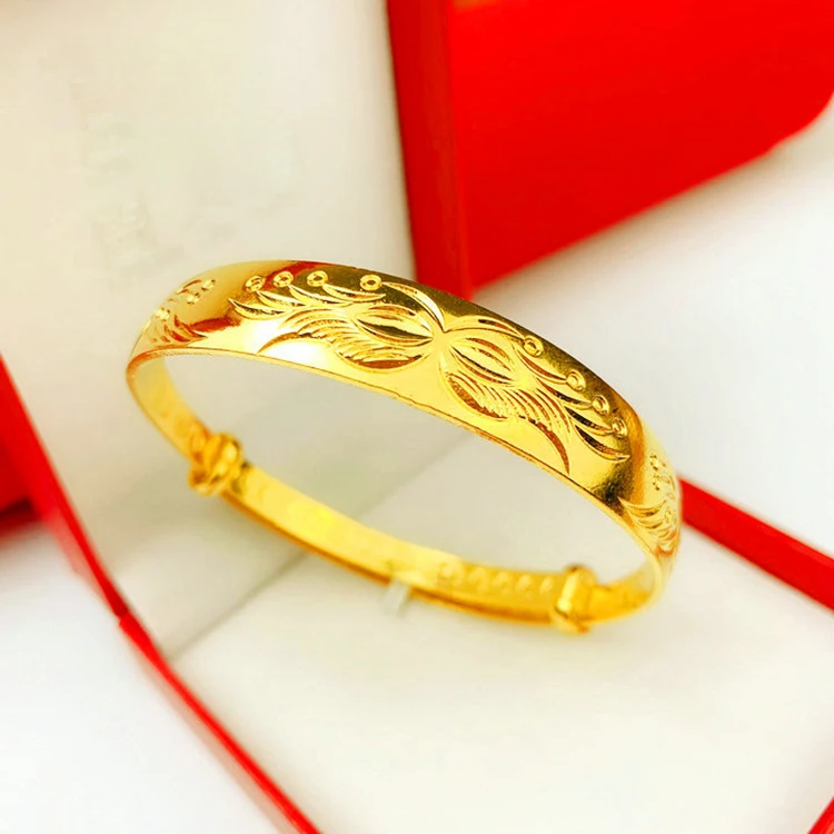 

Blessing Pattern Auspicious Cloud Bracelet Gold Plated Peacock Phoenix Bride Wedding Jewelry Push Pull Bracelet Female