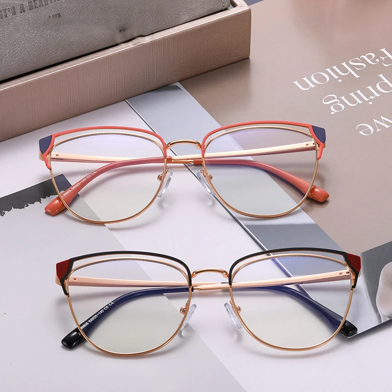 

Fashion Cat Eye Optical Glasses Frames Women Luxury Anti Blue Light Glasses Ladies spring Metal Glasses Eyeglasses Frame