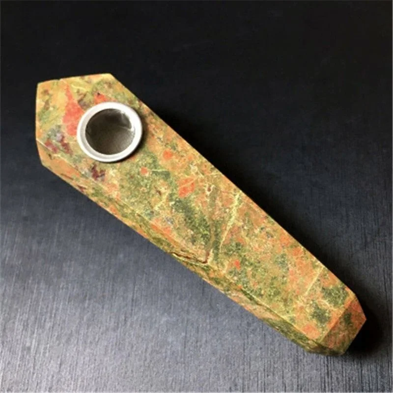 

Wholesale Wholesale Natural Unakite Smoking Pipe Six-prismatic Strainer Tobacco Pipe