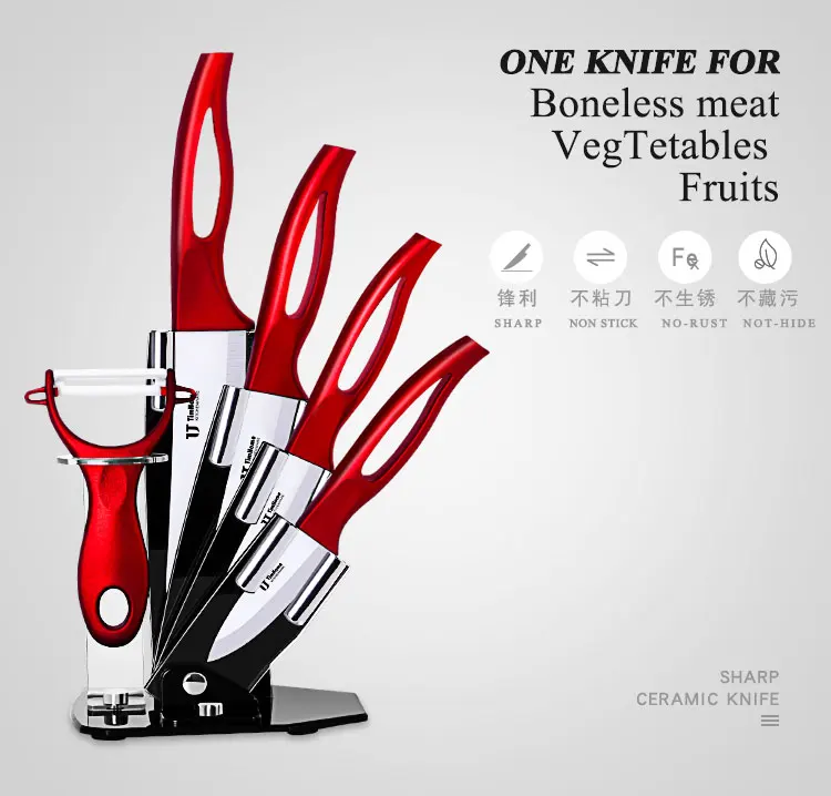 
Timhome 6pcs ceramic knife set with Acrylic Block holder High quality handle for fruit vegetables meat 