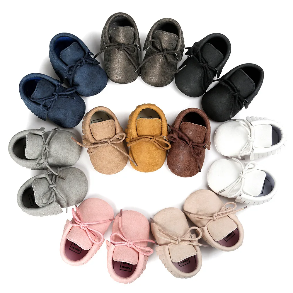 

New Baby Shoes PU Leather Girls Shoes for Girls Baby Booties Baby Moccasins Fashion Fringe First Walks 0-18M 10 Colors, Picture