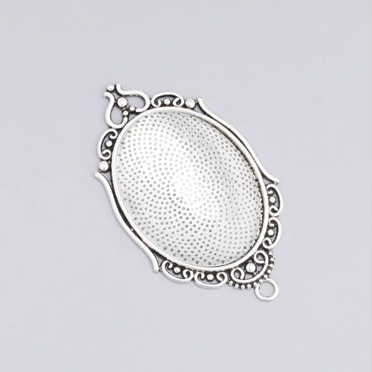 

Retro Color Oval Base Setting Tray Bezel Pendant Charm Accessory Set Geometric Pendant Diy Base, Picture