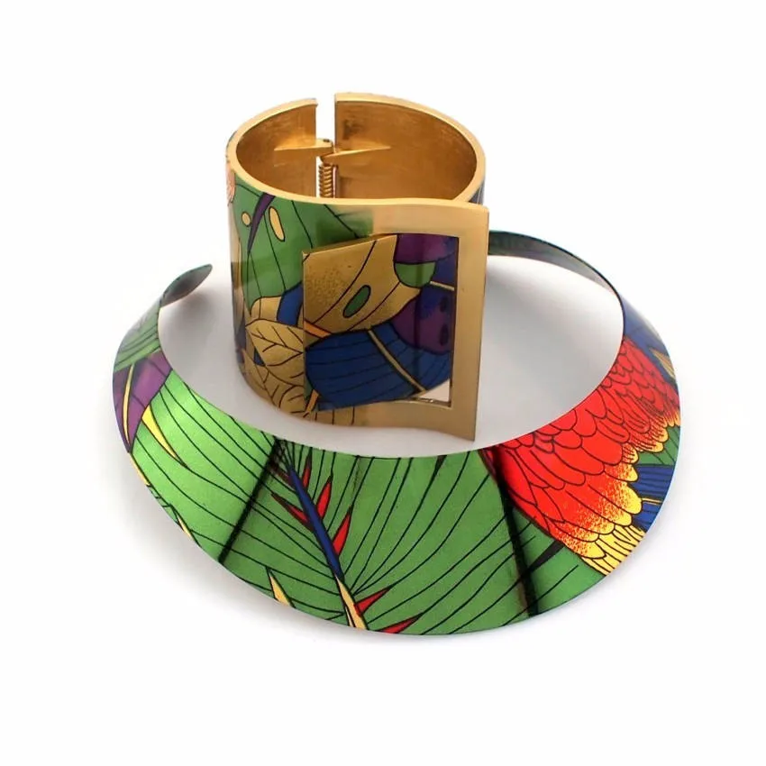 

Exotic Bohemian Unique Country Style Painting Torques Cuff Bangles Necklace Sets for women Indian Jewelry sets wholesale, Multicolor