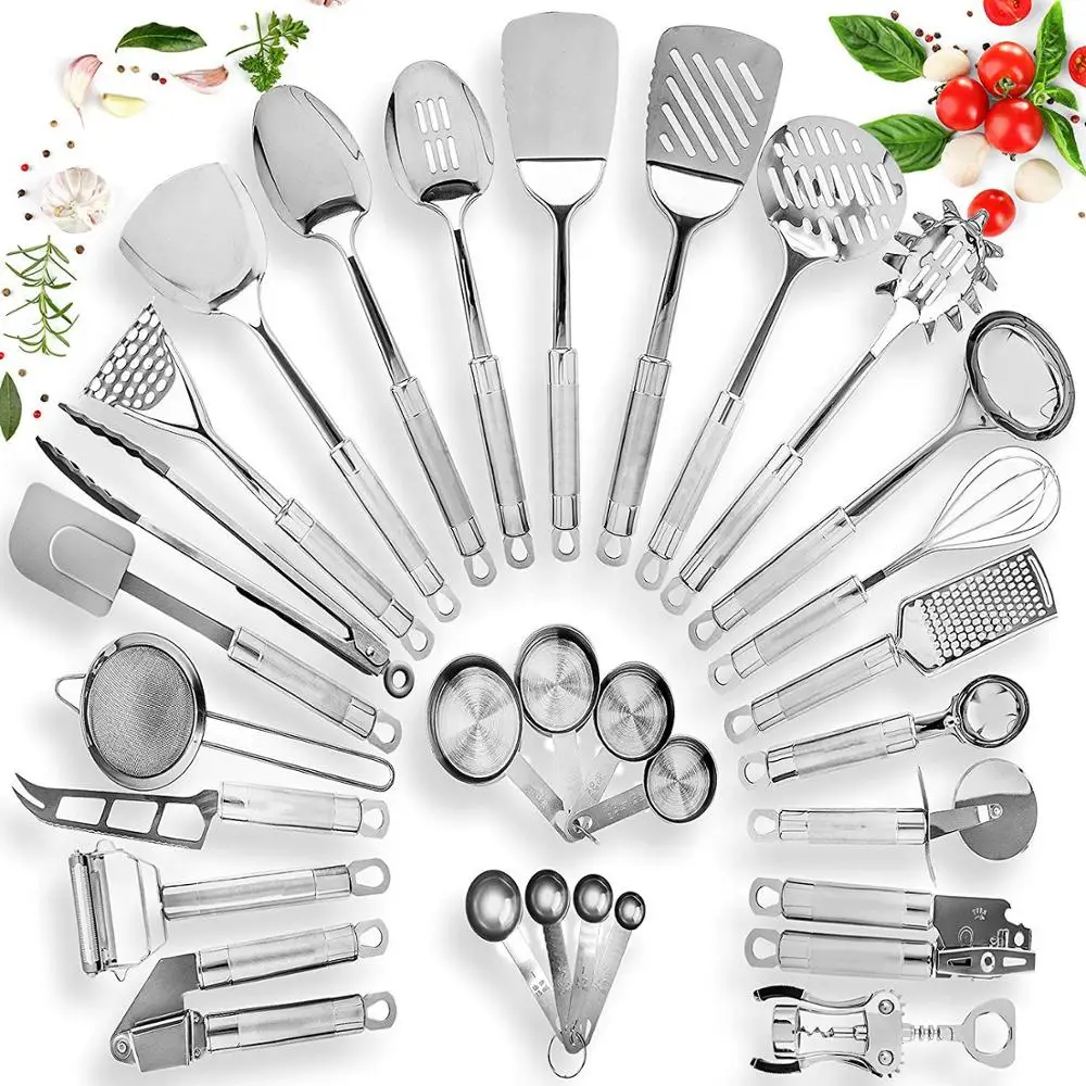 

Amazon hot sale perfect quality copper metal stainless steel kitchen utensil set, As the picture