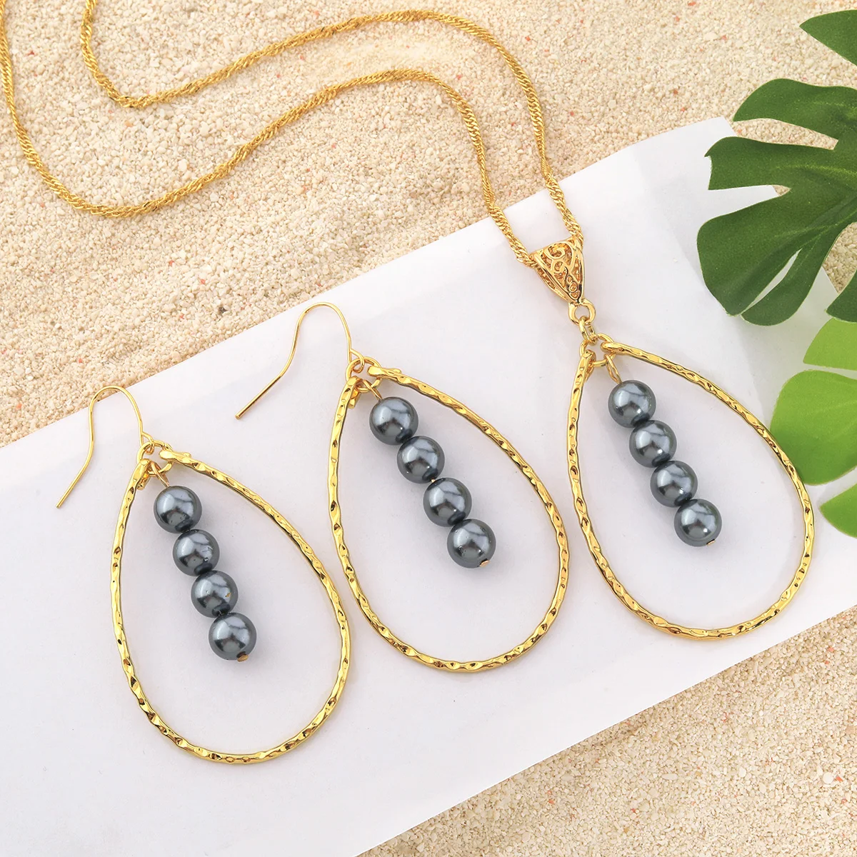 

Ready stock hawaiian waterdrop alloy cheap jewelry earring necklace wholesale women