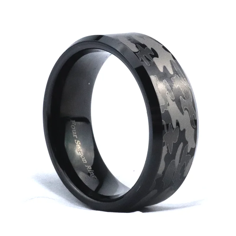 

Poya 8mm Unique Flat Edge Digital Camouflage Black Tungsten Carbide Ring For Men