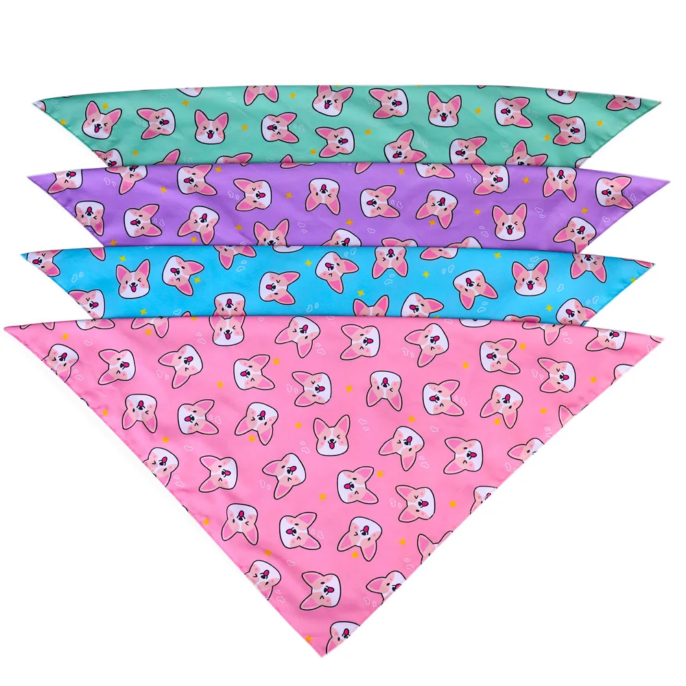 

Hot Sell Custom Printed mascota Pet Scarf Dog Cotton Plaid Dog Bandanas fall
