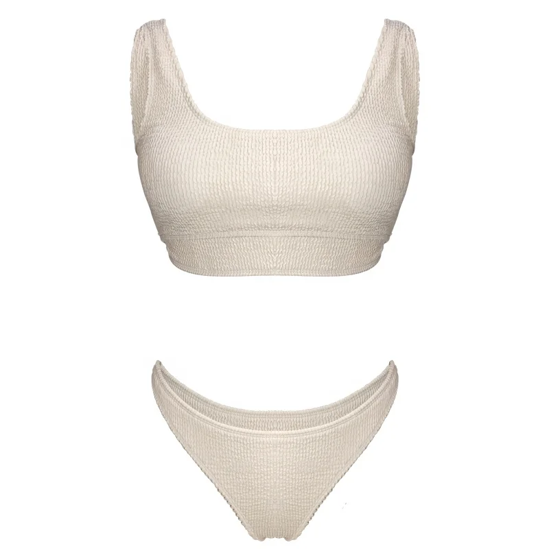 Custom New textured stretchy wrinkled bikini Crinkle swimwear pleated bathing suit tankini