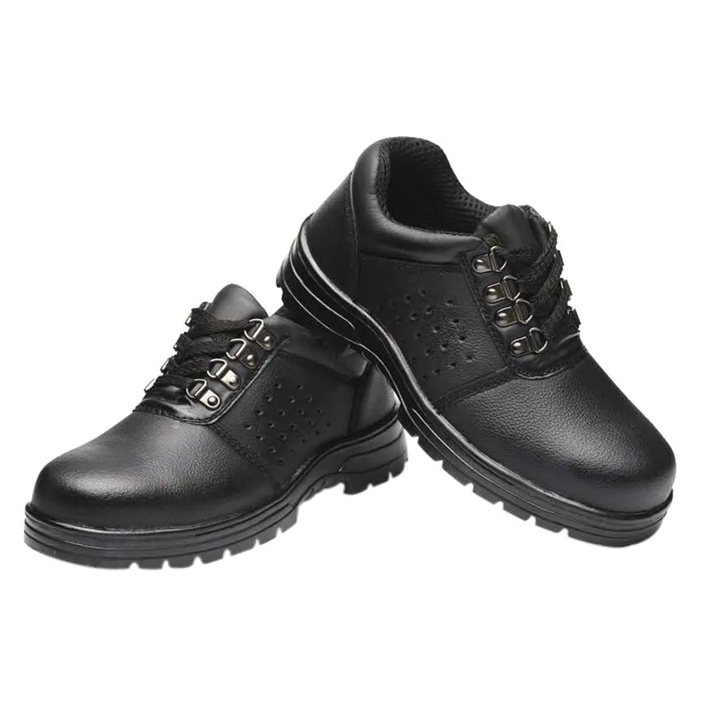 

High quality breathable elastic band cowhide steel upper safety shoes