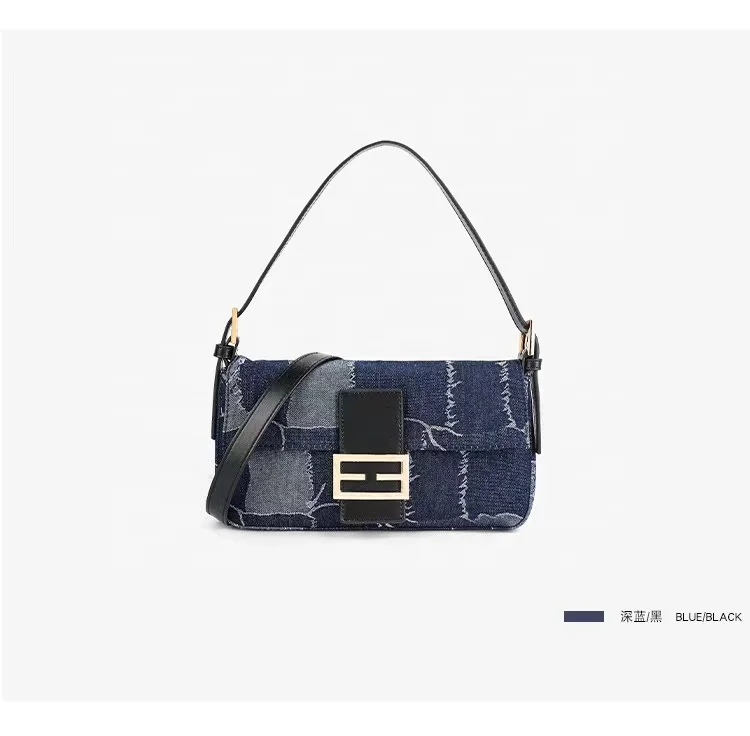 

Denim blue stitching underarm bag 2021 new style Messenger Bag Fashion Design Handbag for women