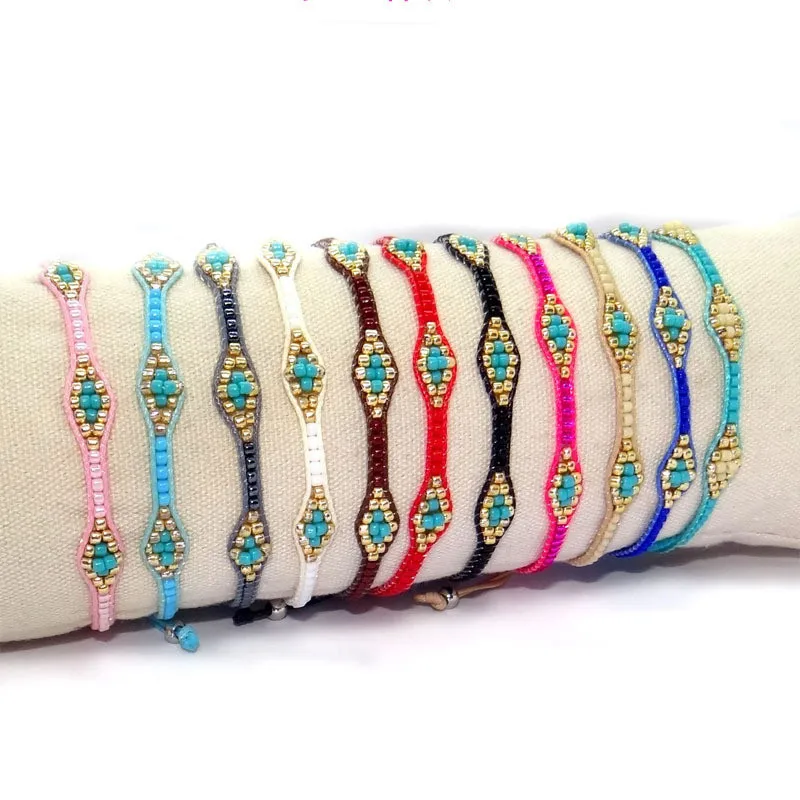 

Bohemian style woven bracelet colorful seed beads friendship bracelet, As picture