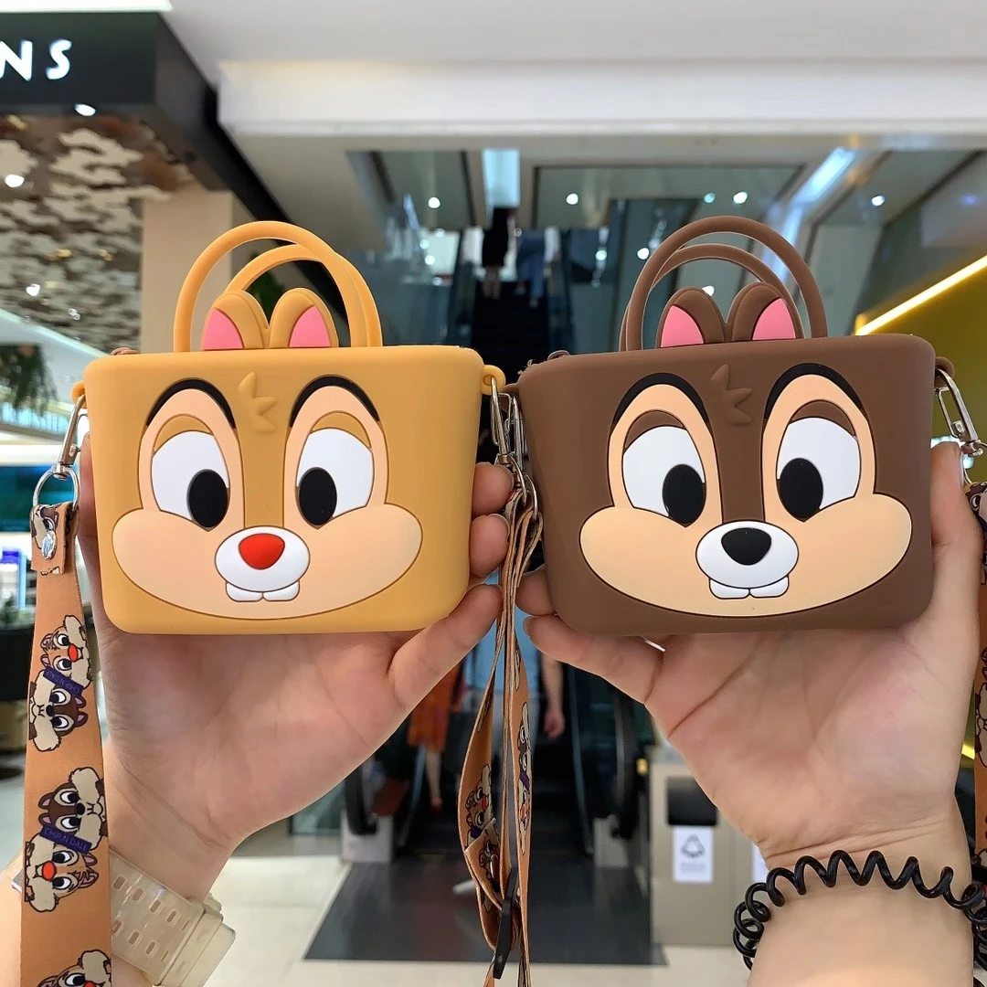 

Cute 3D Cartoon Squirrel Shoulder Bag Soft Silicone Kids Portable Coin Purses Cosmetics Storage Bags