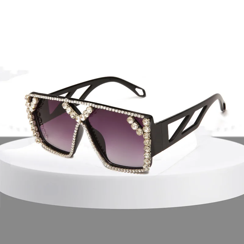 

2022 Luxury Sunglasses For Women Hot Brand Designer Millionaire Oversized Diamond Square Sunglasses, Picture shows