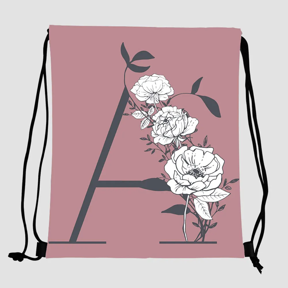 

custom Letters and flowers promotional gym kids eco friendly string polyester drawstring bags