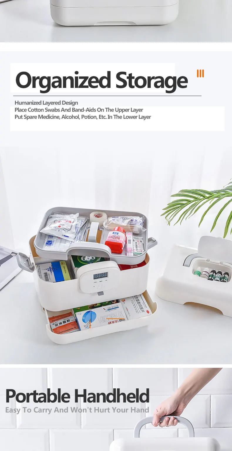 Home First Aid Medical Storage Box Multipurpose Multilayer Big Size Plastic Storage Boxes & Bins Rectangle Carton Medical KIT