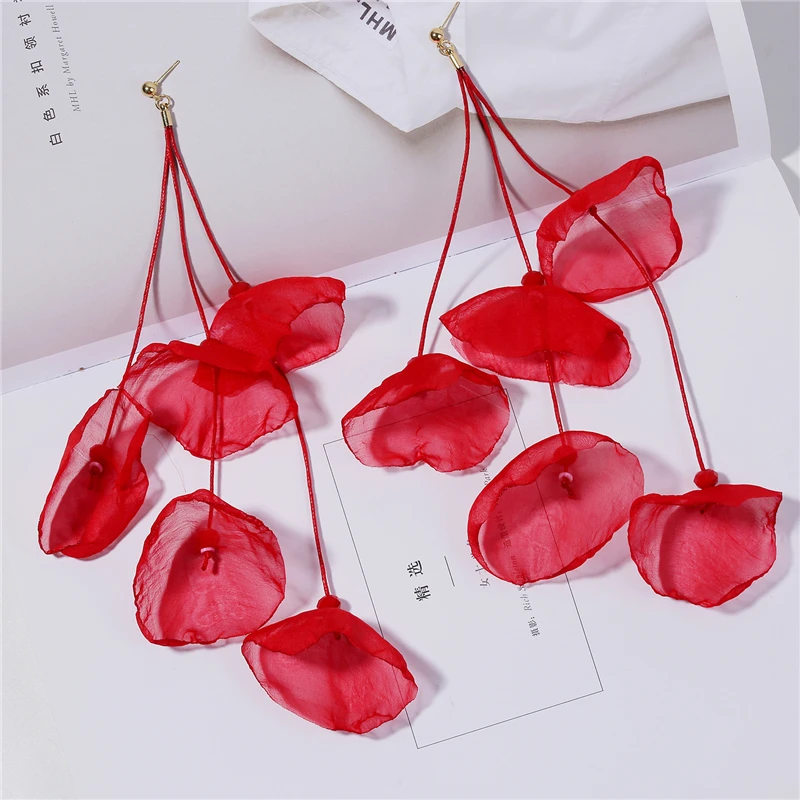 

Women Fashion Colorful Jewelry Korea Flower Lace Earrings