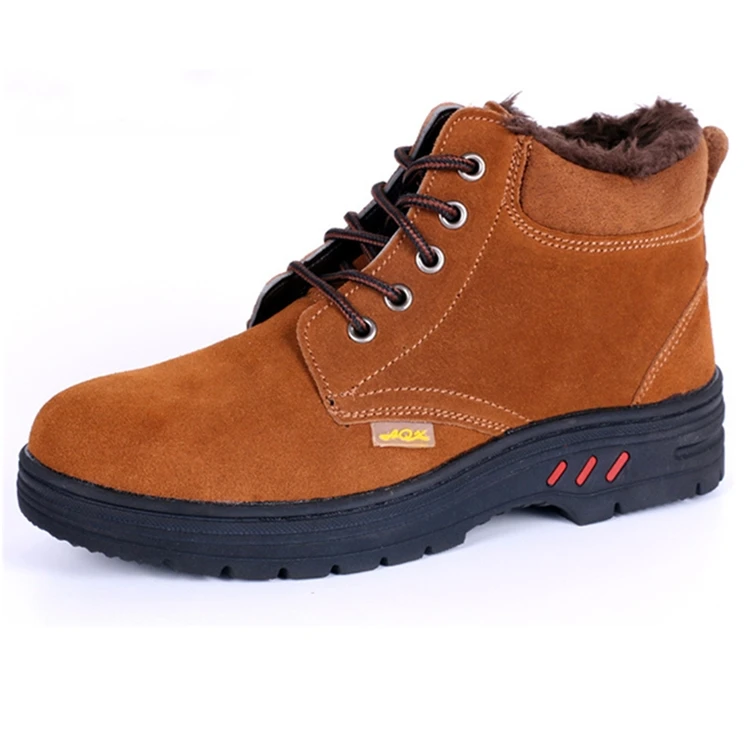 

High quality wear resistant suede leather upper anti-smash anti-stab non slip keep warm for winter safety shoes, Black