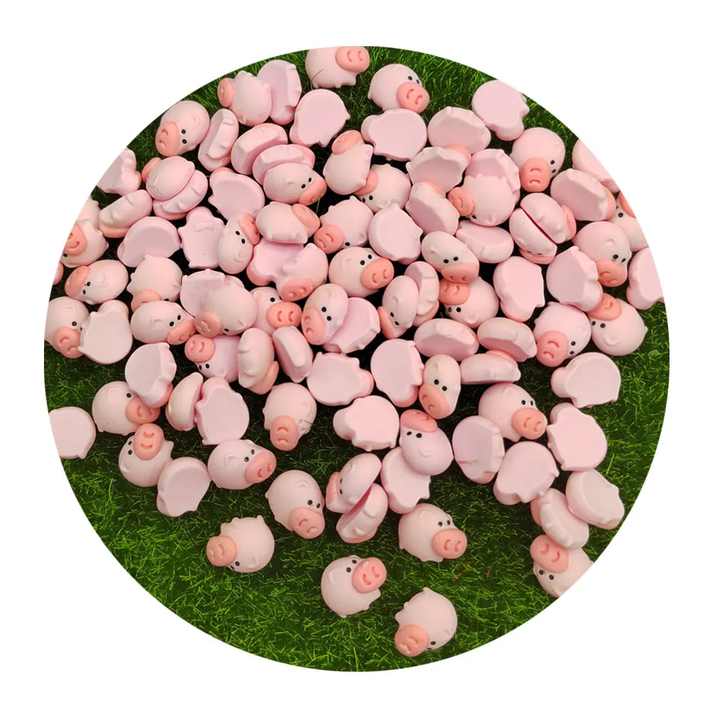 

Hot Popular Kawaii Cartoon Mini Pink Pig Animal Resin Flatback Embellishment Slime Charms For DIY Scrapbooking Crafts Supplies