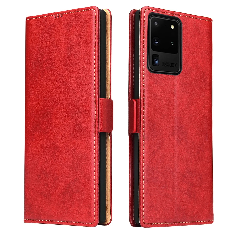 

Premium PU Leather Flip Case with Closure Stand Function for Samsung Galaxy Note 20 Ultra Case Wallet, Red, blue, black, brown
