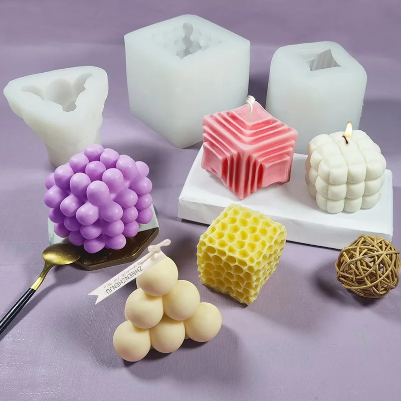 

3D Cube Cloud Bubble Fudge Silicone mold Ice cream Chocolate pastry dessert handmade art craft candle mold resin, Red