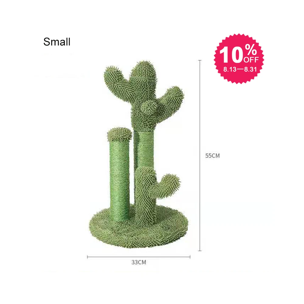 

On Sale Cat Tree Small and Large Size with Hanging Ball High Quality Cat Climbing Frame Cactus Cat Tree Modern Scratching Post, As picture