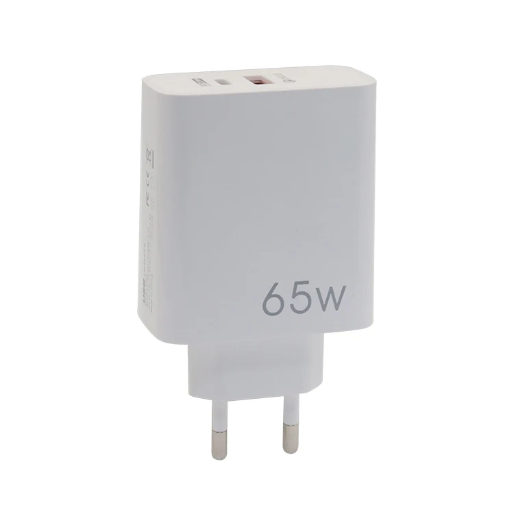 

Double Port USB C Wall Charger Fast Charging PD 65W Charger QC3.0 USB Charging Block for iPhone Android, White