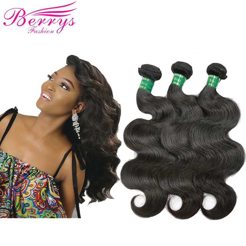 

Berrys Fashion 3pcs/lot Bundles Deal Brazilian Body Wave Premium Virgin Human Hair Extensions No Shed No Tangle