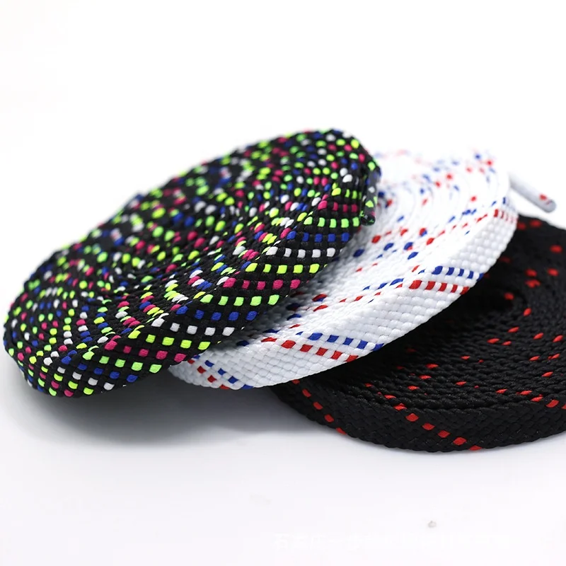 

2019 Luxury 8mm Flat Shoelace Double-layer pattern Aramid Bowling Shoe african laces wholesale, Black,red,white ,blue ,picture color