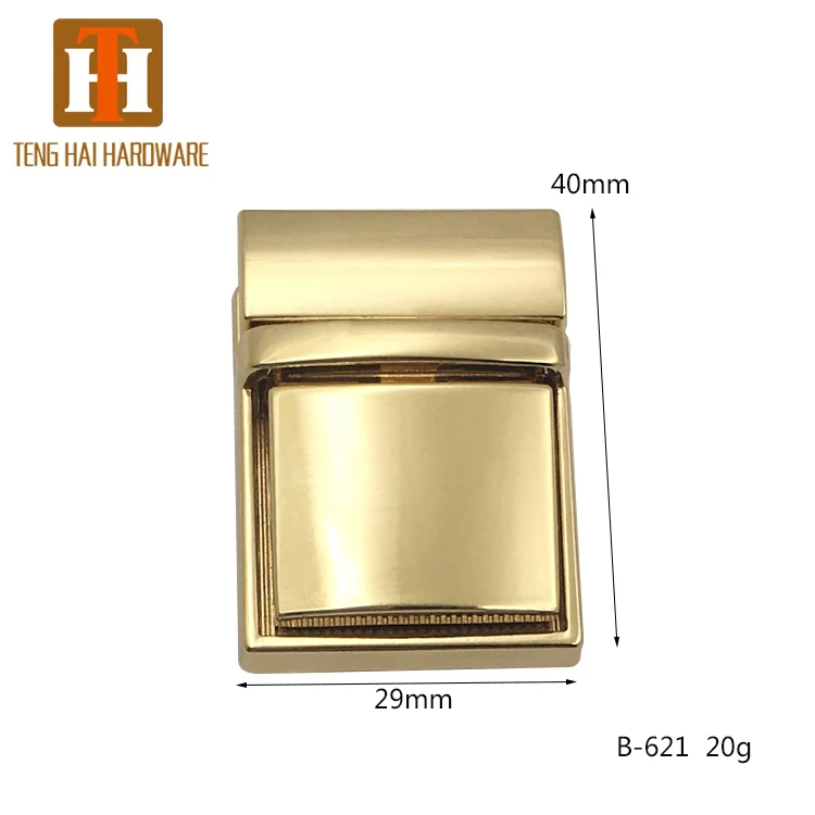 

wholesale rectangle hardware metal push lock for handbag, Customized