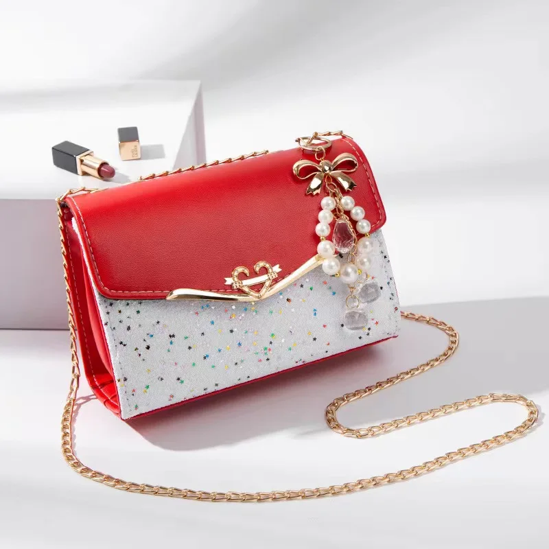 

wholesale Golden Chain Strap Ladies Designer Bags Bowknot-decoration CrossBody Messenger Girls Fashion Confetti Purse handbags