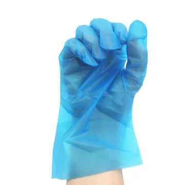 

Manufacturers Supply Safe Tasteless Household Transparent HDPE Plastic Glove Foods Glove 100 pcs, Transparent & blue