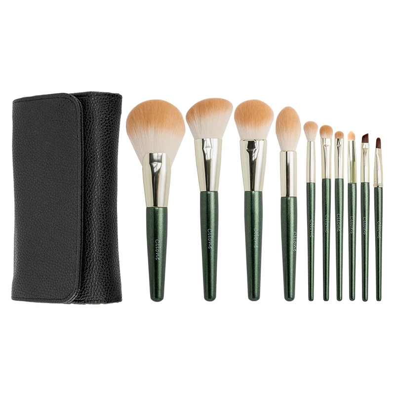 

HXT-114 Private Label Brushes Makeup Brush Set 10 Piece Makeup Brushes with Logo Holographic