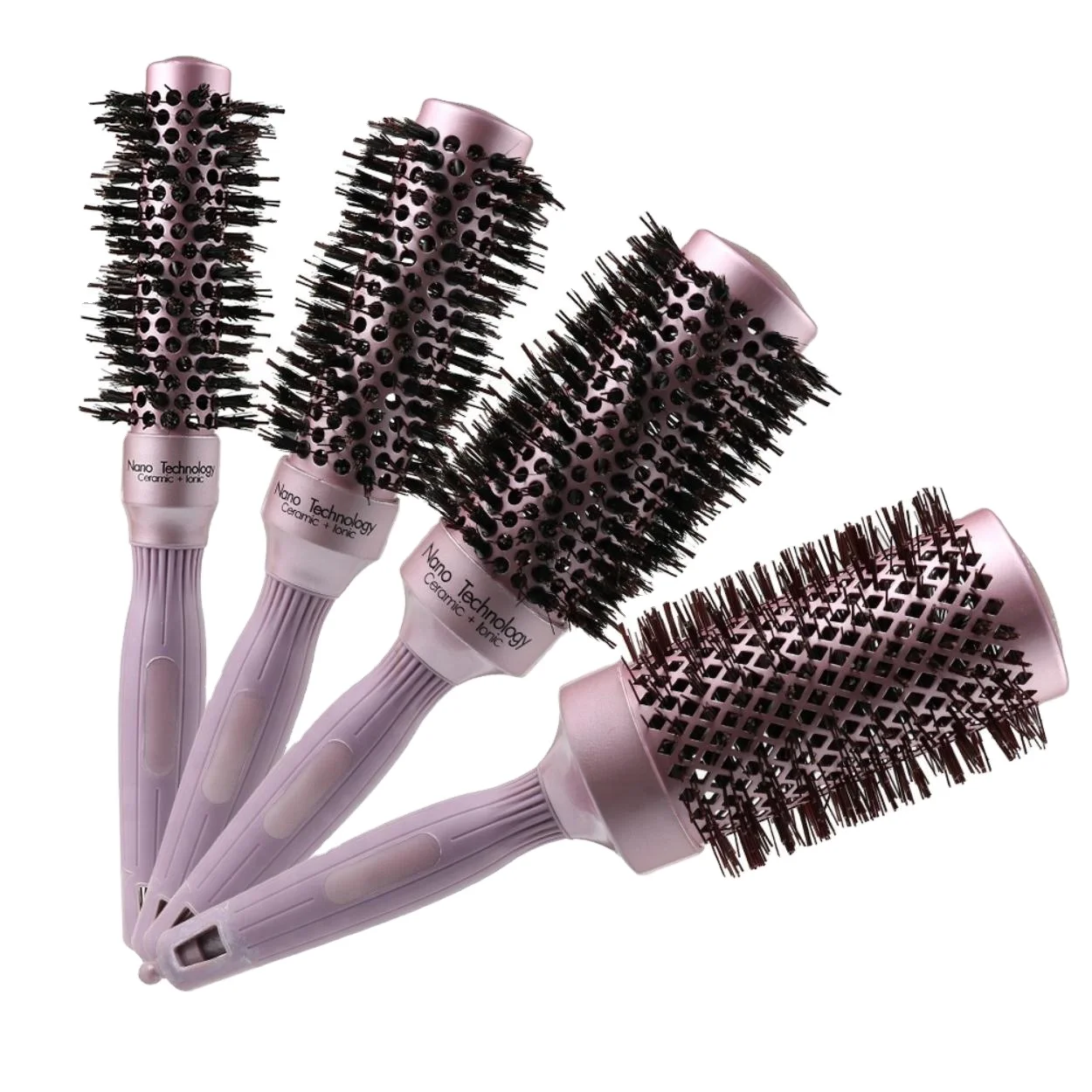 

Anti-Static Nano Technology Ceramic Ionic professional round hairdressing brushes with Retractable Separating Pin, Customised