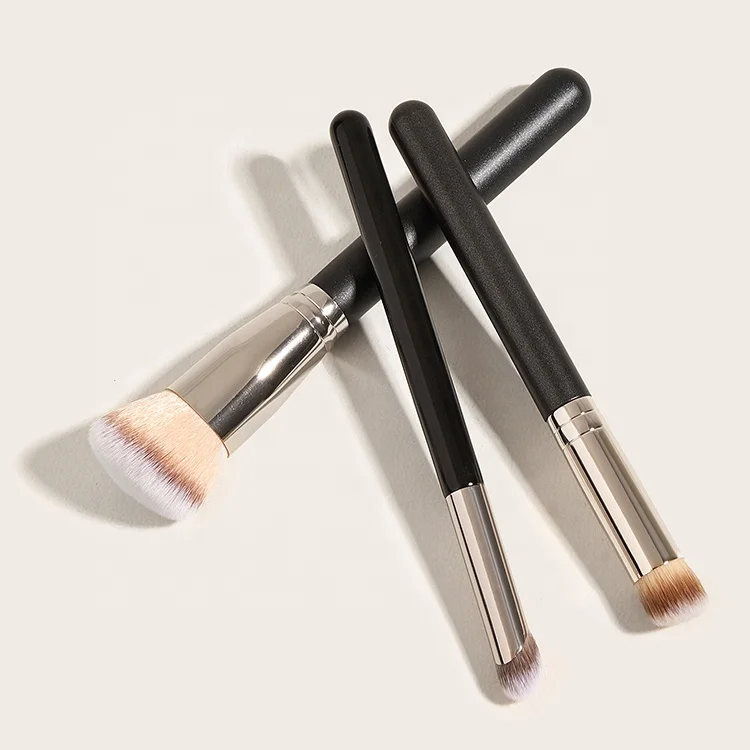 

3pcs Black Soft Makeup Brushes Tools Cosmetic Beauty Makeup Brush Sets High Quality Personalized Sample Vegan Set, Rose gold
