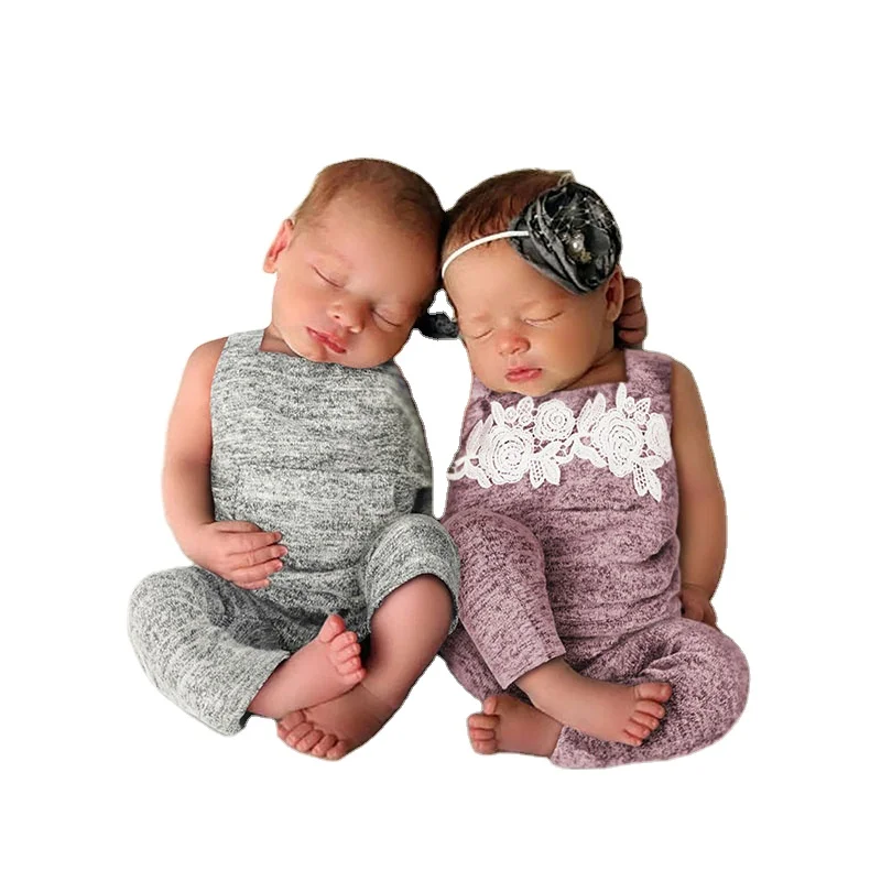 

Solid Sleeveless Jumpsuit Suspenders Lace Newborn Photography Outfit Baby Jumpsuit