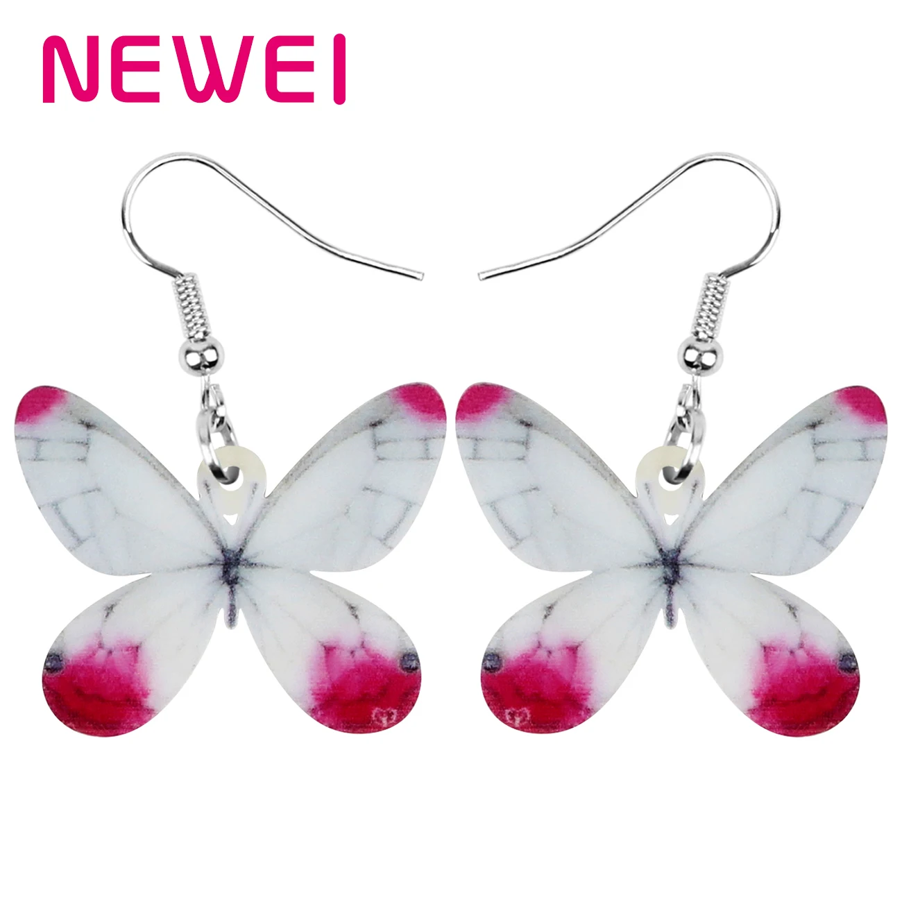 

Acrylic Lovely White Butterfly Earrings Dangle Drop Insects Fashion Charms Jewelry For Women Girls Teens Kids Trendy Gifts