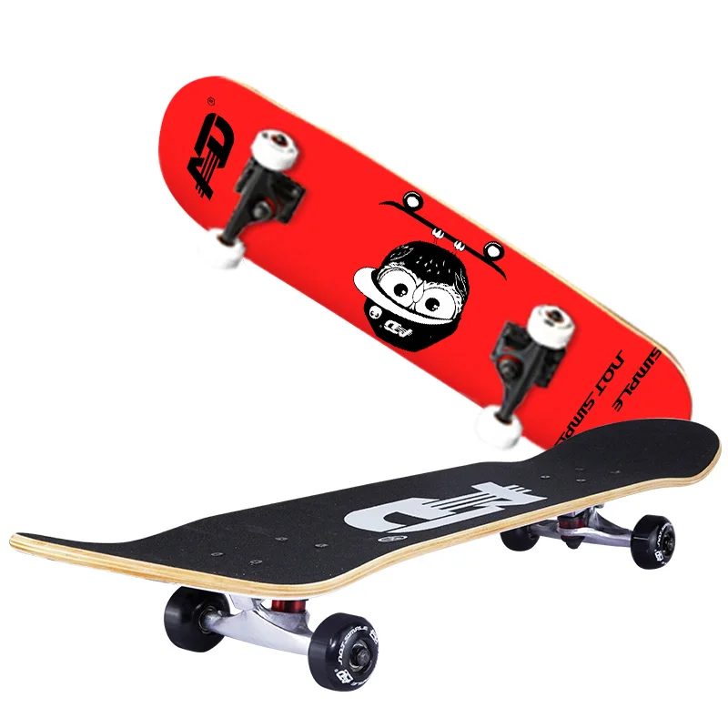

OEM High quality  PU wheels double kick skateboard 7 layer maple wood long skateboard